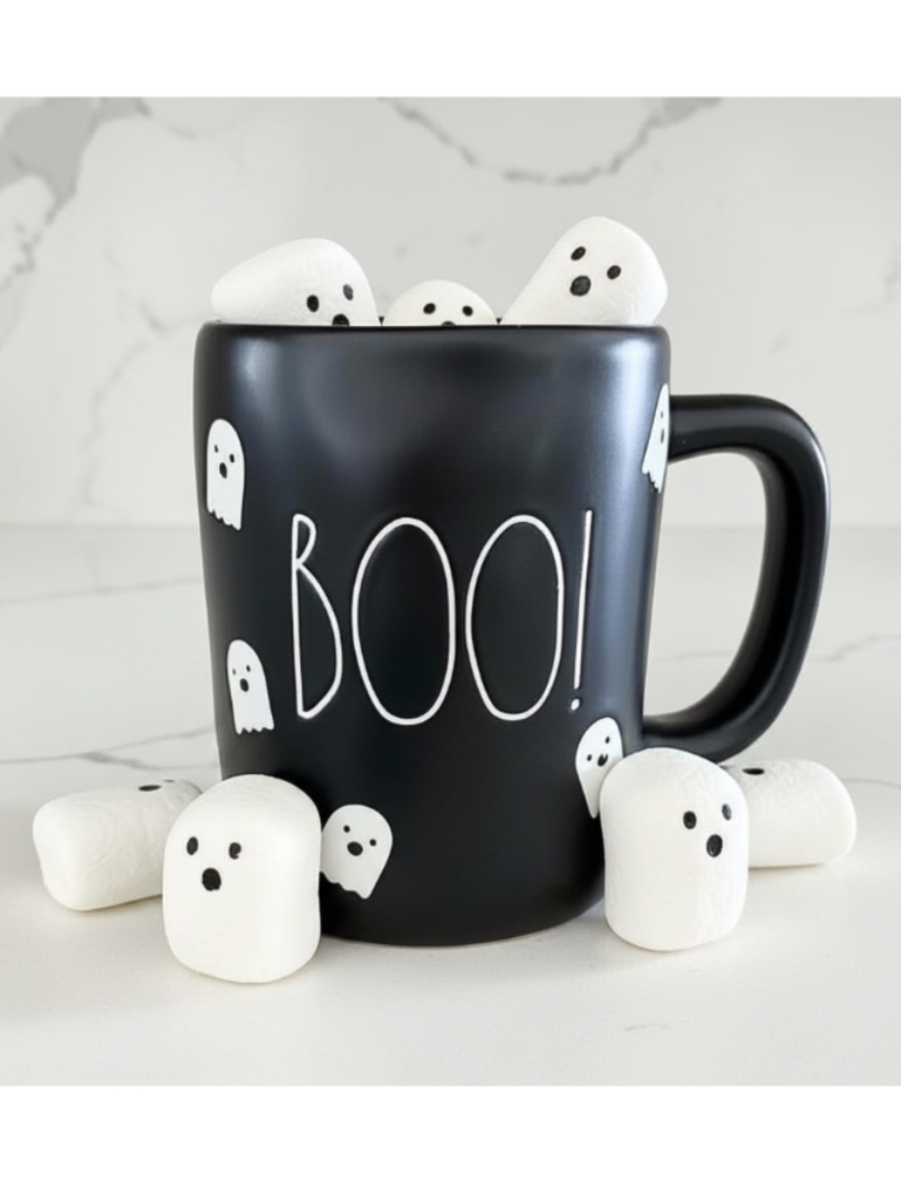 Rae Dunn Black Ceramic "BOO!" Mug